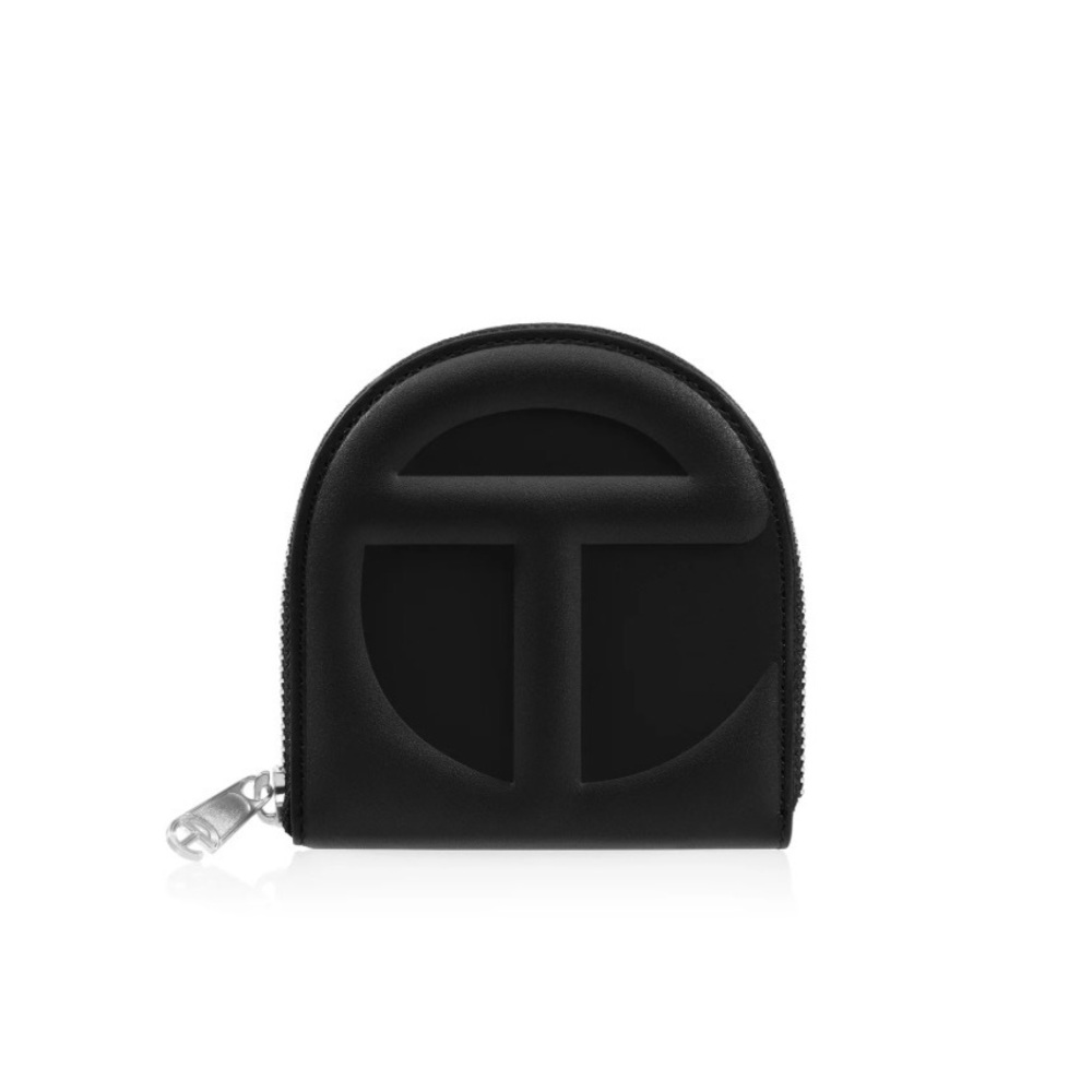 Telfar Black Mini Zip Wallet with Embossed Logo